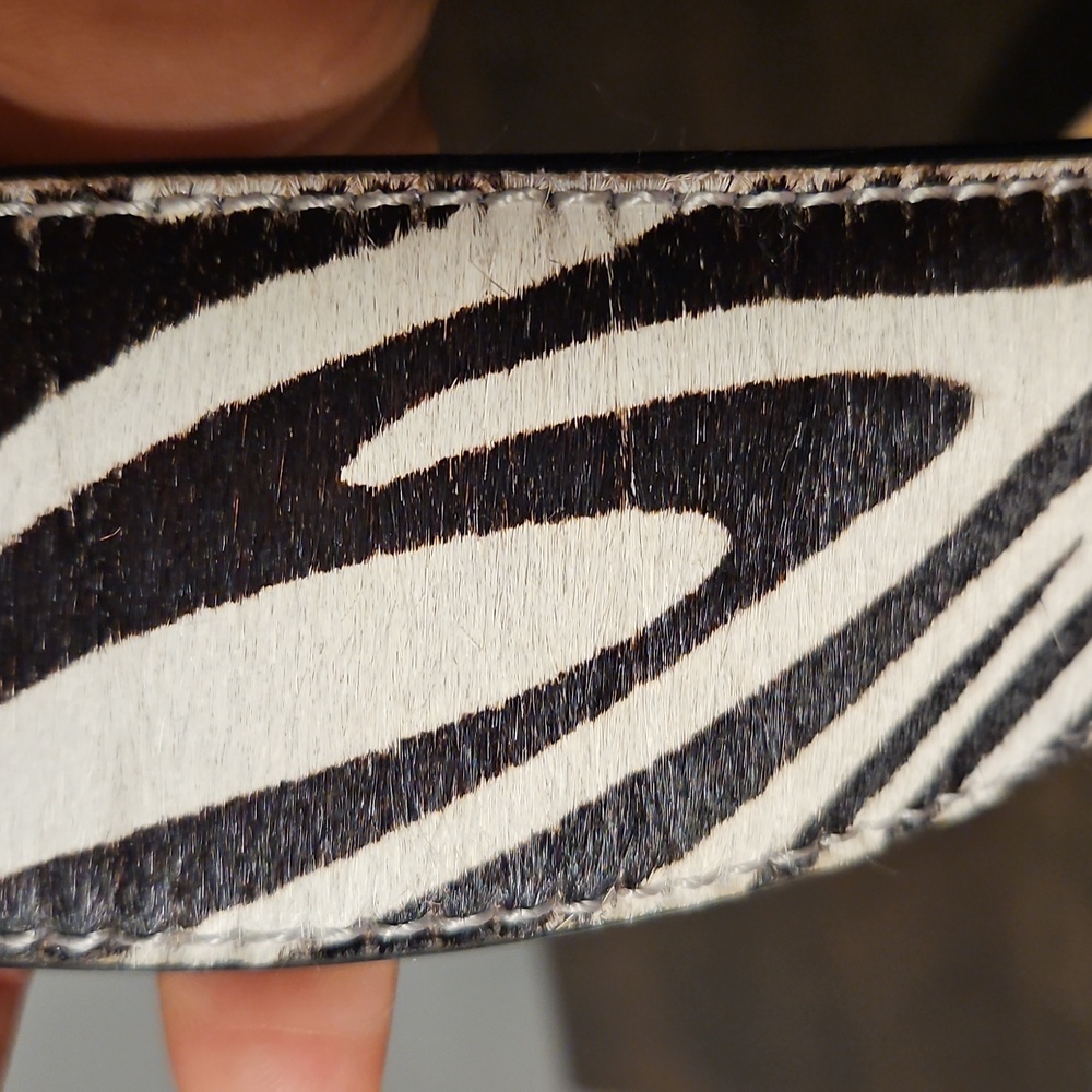 Talbots Zebra Print Calf Hair Belt - Picture 2 of 5
